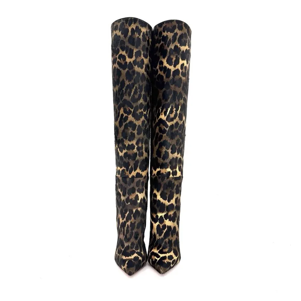 NEW Christian Louboutin Astrilarge Botta 100 Leopard Print Pointed Toe Boots 36